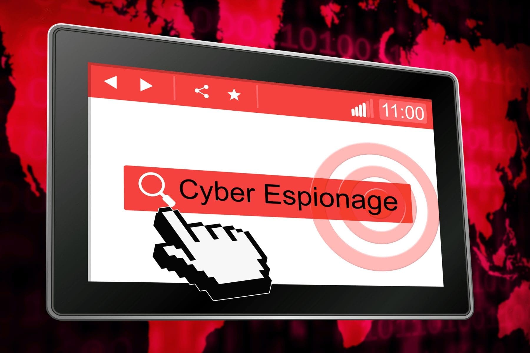 internet search for cyber espionage on a tablet