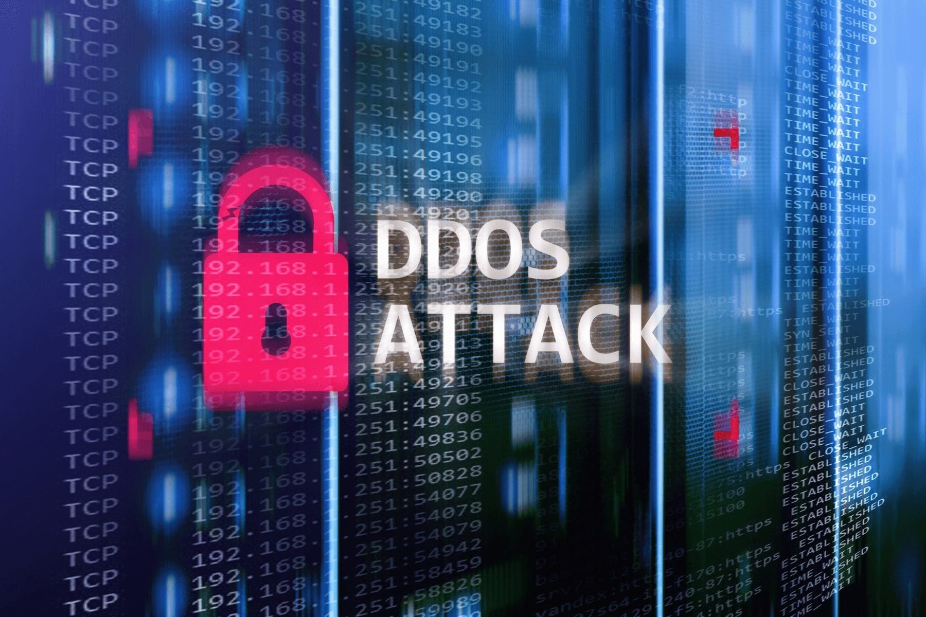a depiction of a DDoS attack and a networks traffic